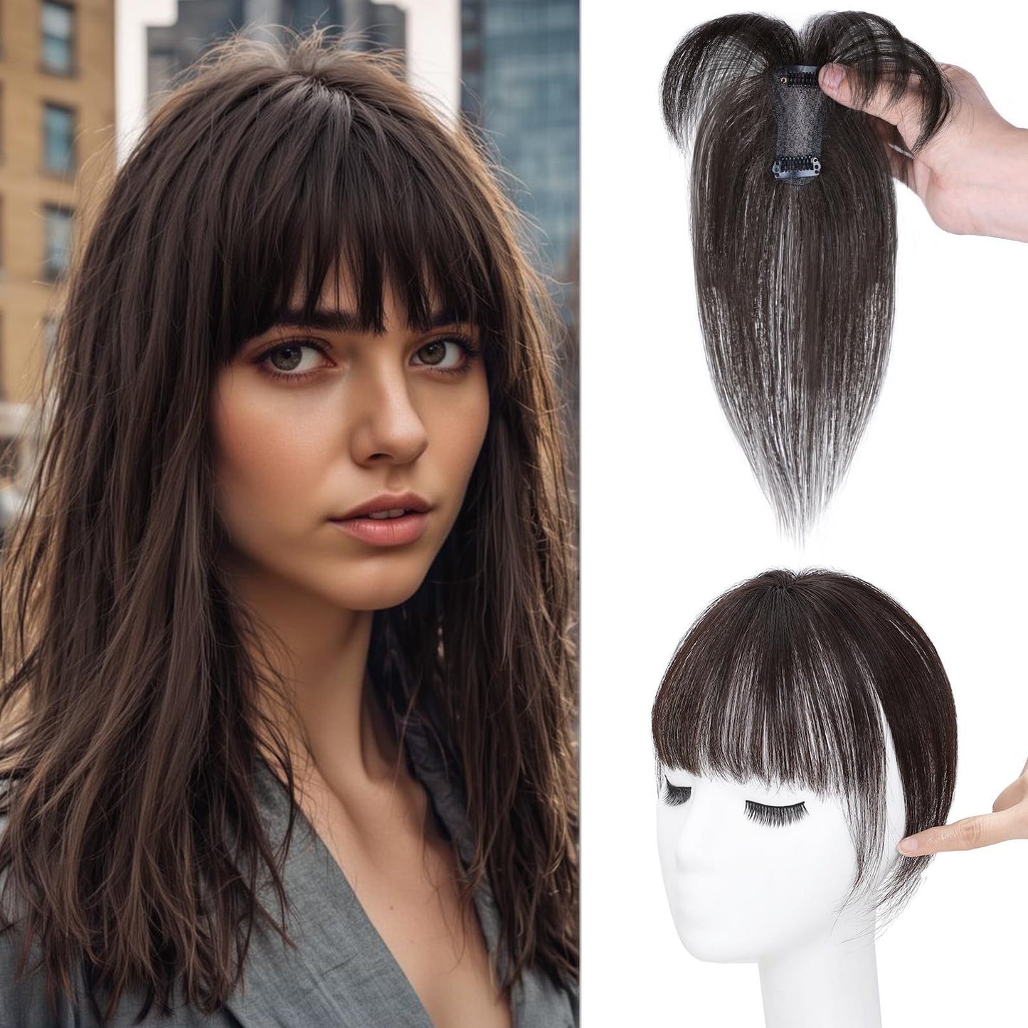 3D Wig Set Bangs Hand-woven Elegant