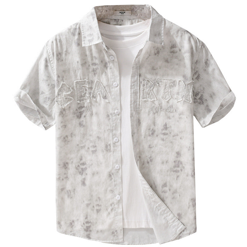 Summer Menswear Hanging Dyed Printed Simple Short Sleeve