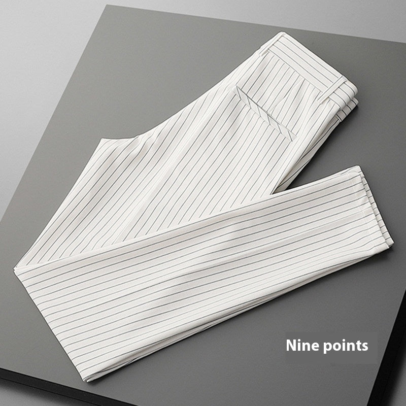 Thin Casual Striped Loose Men's Draping Suit Pants