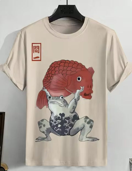 Men's Japanese Style Ukiyo-e Graphic 3D Printed Casual Short-sleeved T-shirt