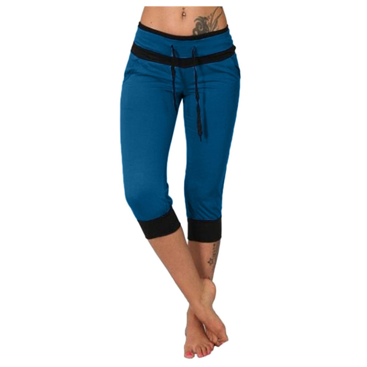 High Waist Temperament Commuter Cropped Pants Color Matching Casual Pants