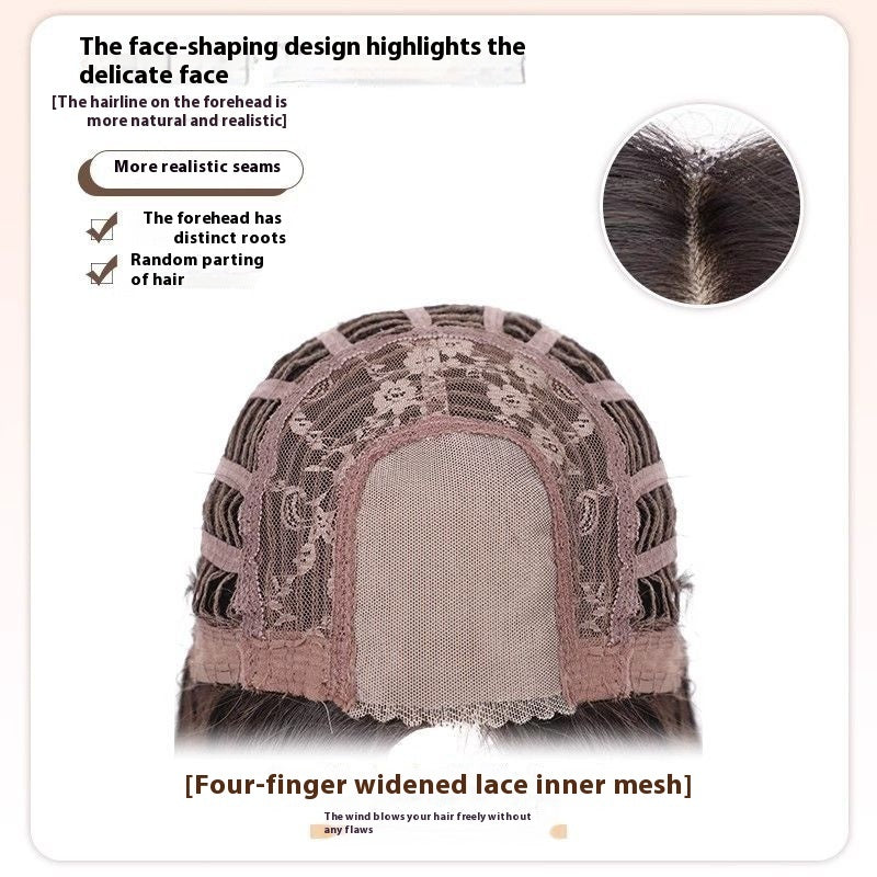 Full-head Wig Style Forehead Lace Mid-length Natural Black Long Straight
