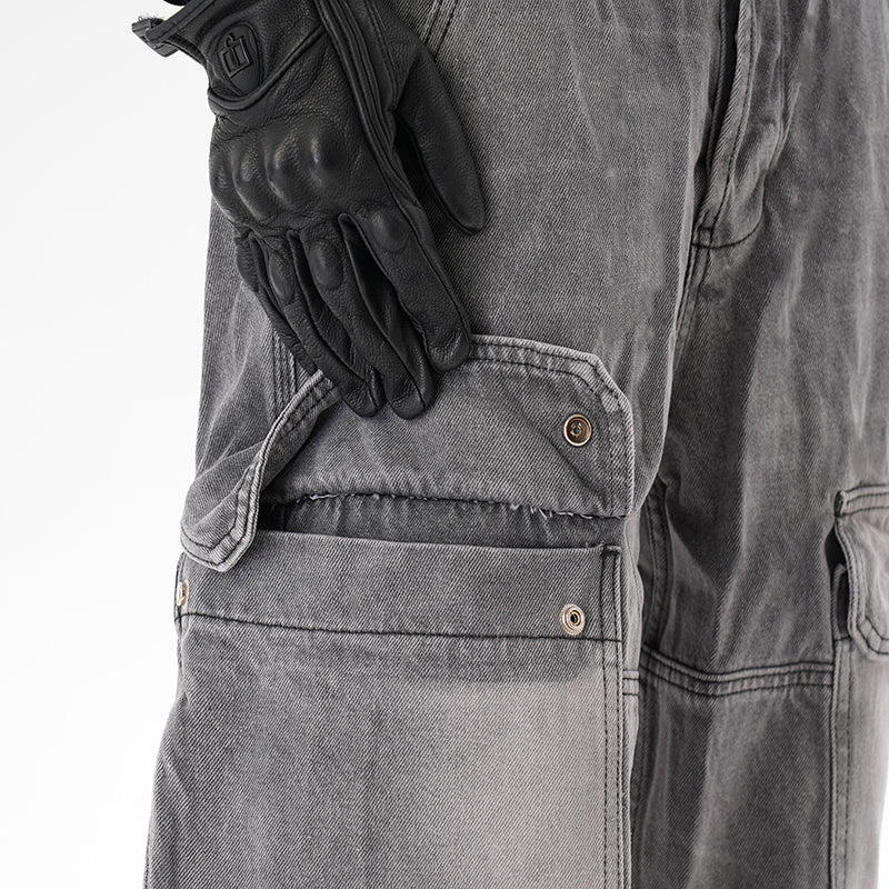 Distressed Multi-pocket Casual Loose Straight-leg Denim Overalls