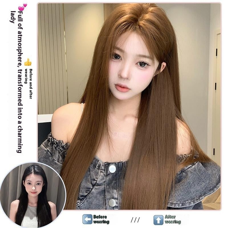 Wig Daily Internet Famous Lace Female Center-parted Bangs Long Straight