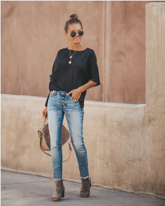 Ripped washed sexy denim pants