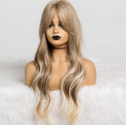 Eight-Character Bangs Long Curly Hair Ladies Synthetic Wig