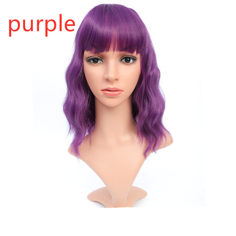 Wig Cover Air Liuhaihai Corrugated Mid-Length Curly Hair Chemical Fiber Head Cover