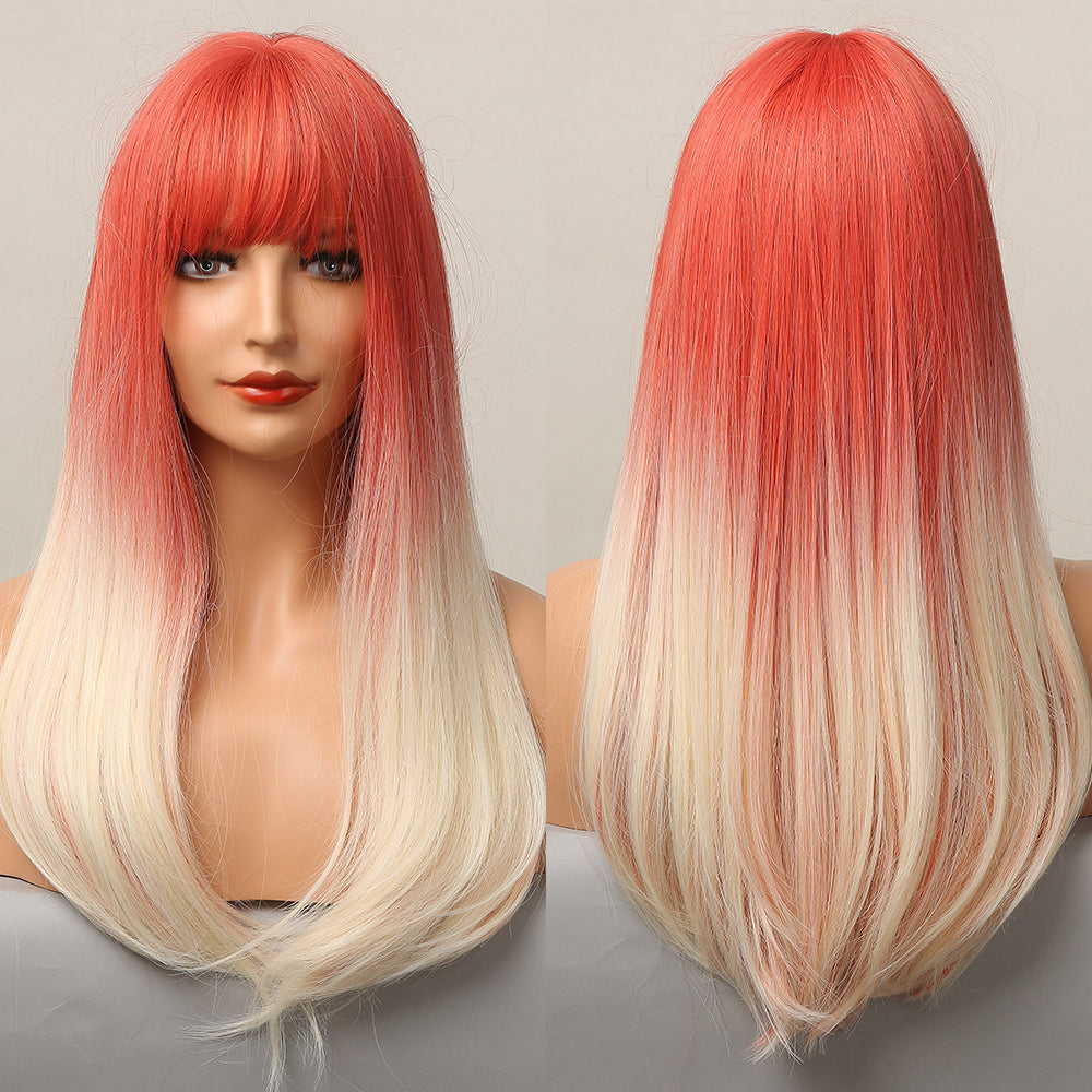 Long Smooth Synthetic Wig With Bangs For Women