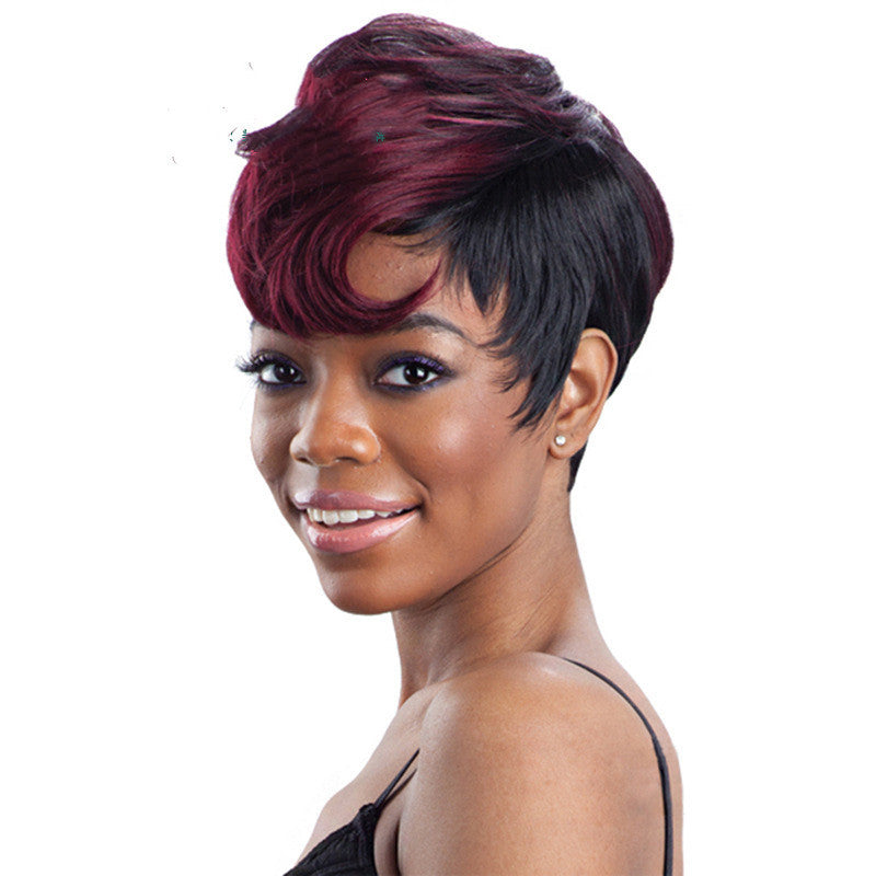 Popular Fashion Ladies With Short Curly Hair And Oblique Bangs