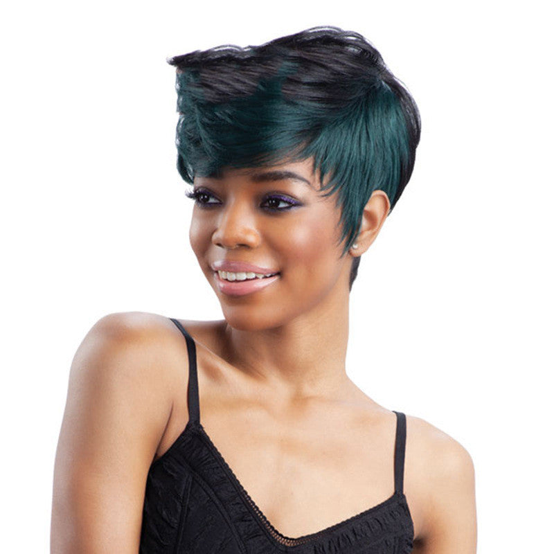 Popular Fashion Ladies With Short Curly Hair And Oblique Bangs
