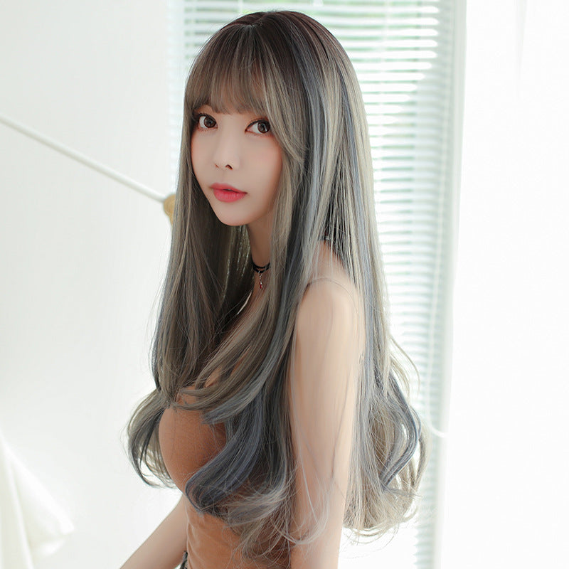 Wig Female Long Curly Hair Realistic Chemical Fiber High Temperature Silk Wig Headgear