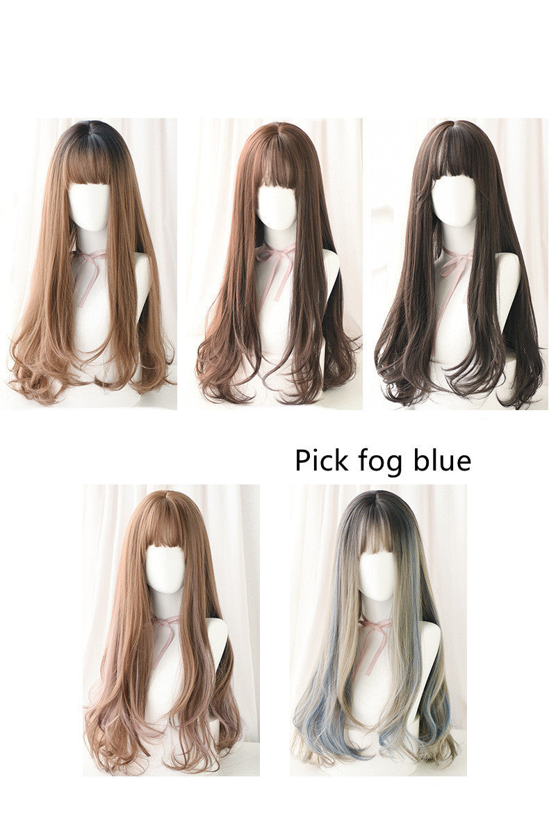 Wig Female Long Curly Hair Realistic Chemical Fiber High Temperature Silk Wig Headgear