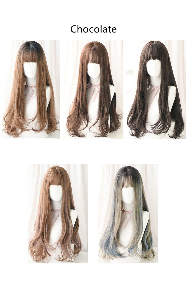 Wig Female Long Curly Hair Realistic Chemical Fiber High Temperature Silk Wig Headgear