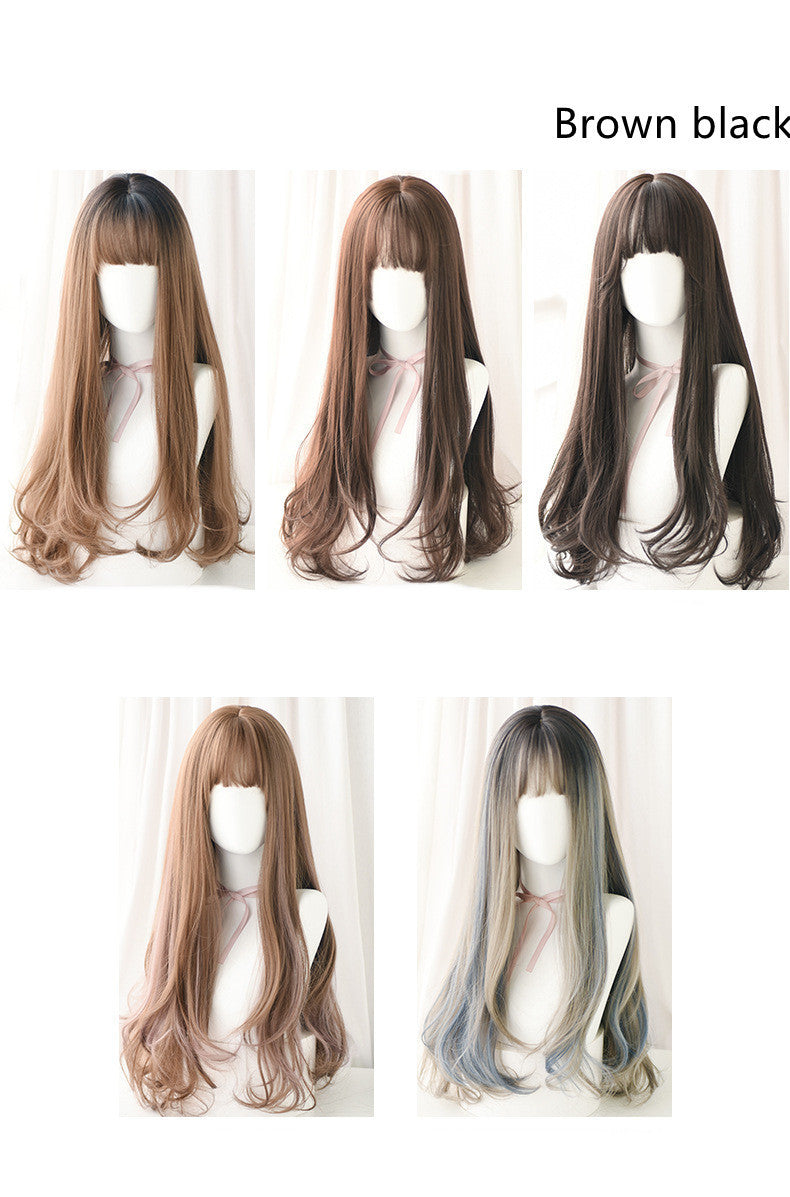 Wig Female Long Curly Hair Realistic Chemical Fiber High Temperature Silk Wig Headgear
