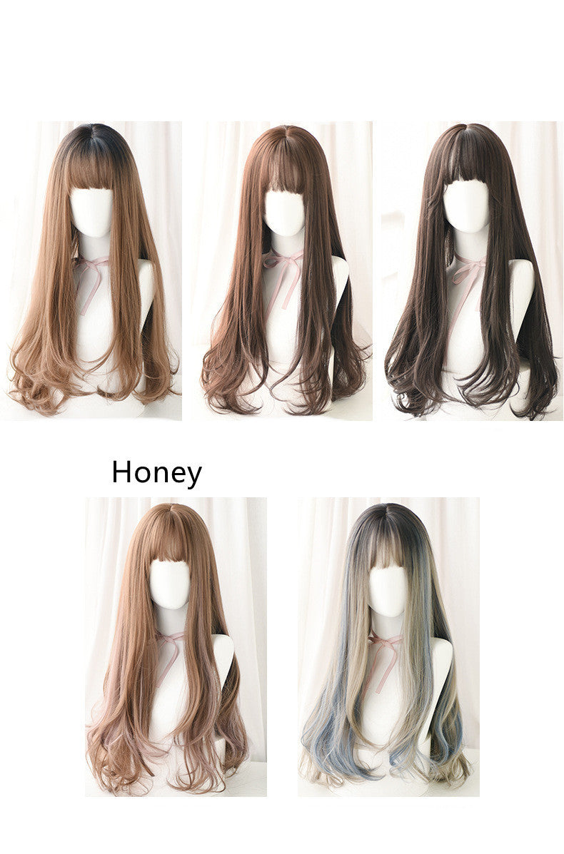 Wig Female Long Curly Hair Realistic Chemical Fiber High Temperature Silk Wig Headgear
