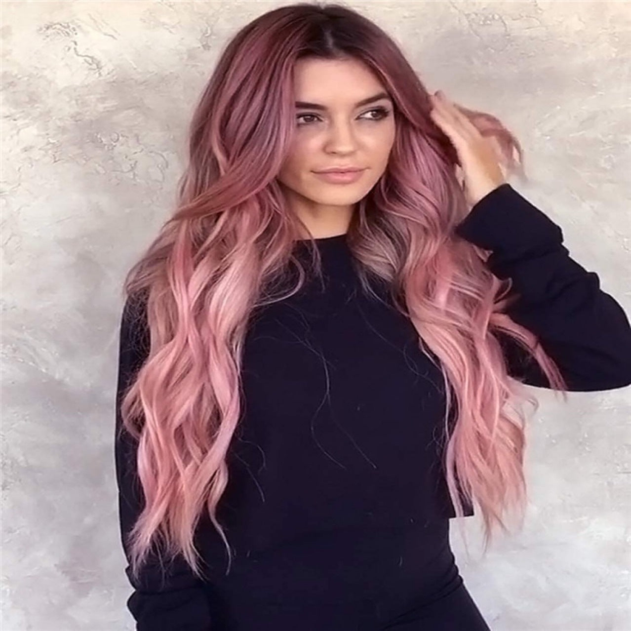 Harajuku Purple Long Curly Hair Big Wavy Curly Long Hair Medium Differentiation Hair Cover