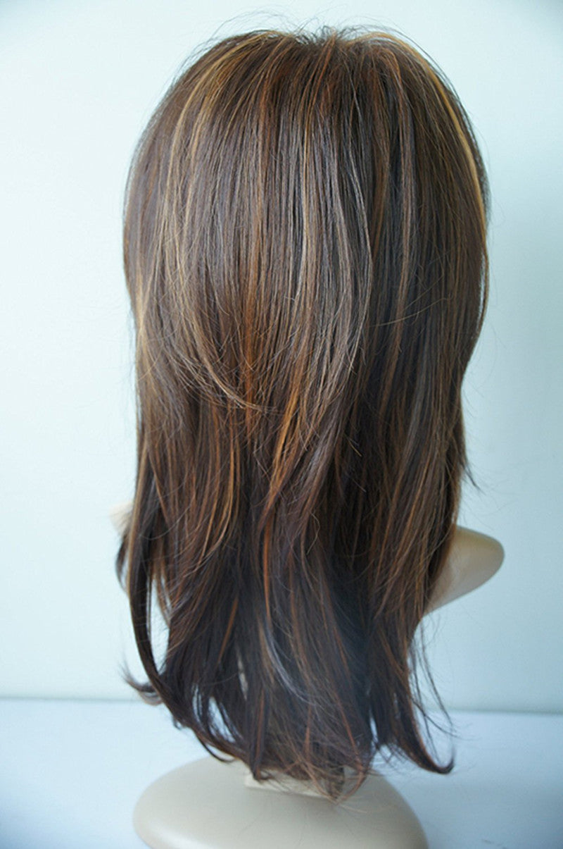 Women's Linen Mixed Brown Medium-length Straight Hair
