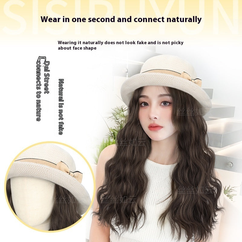 Hat Wig One Female Long Hair Summer