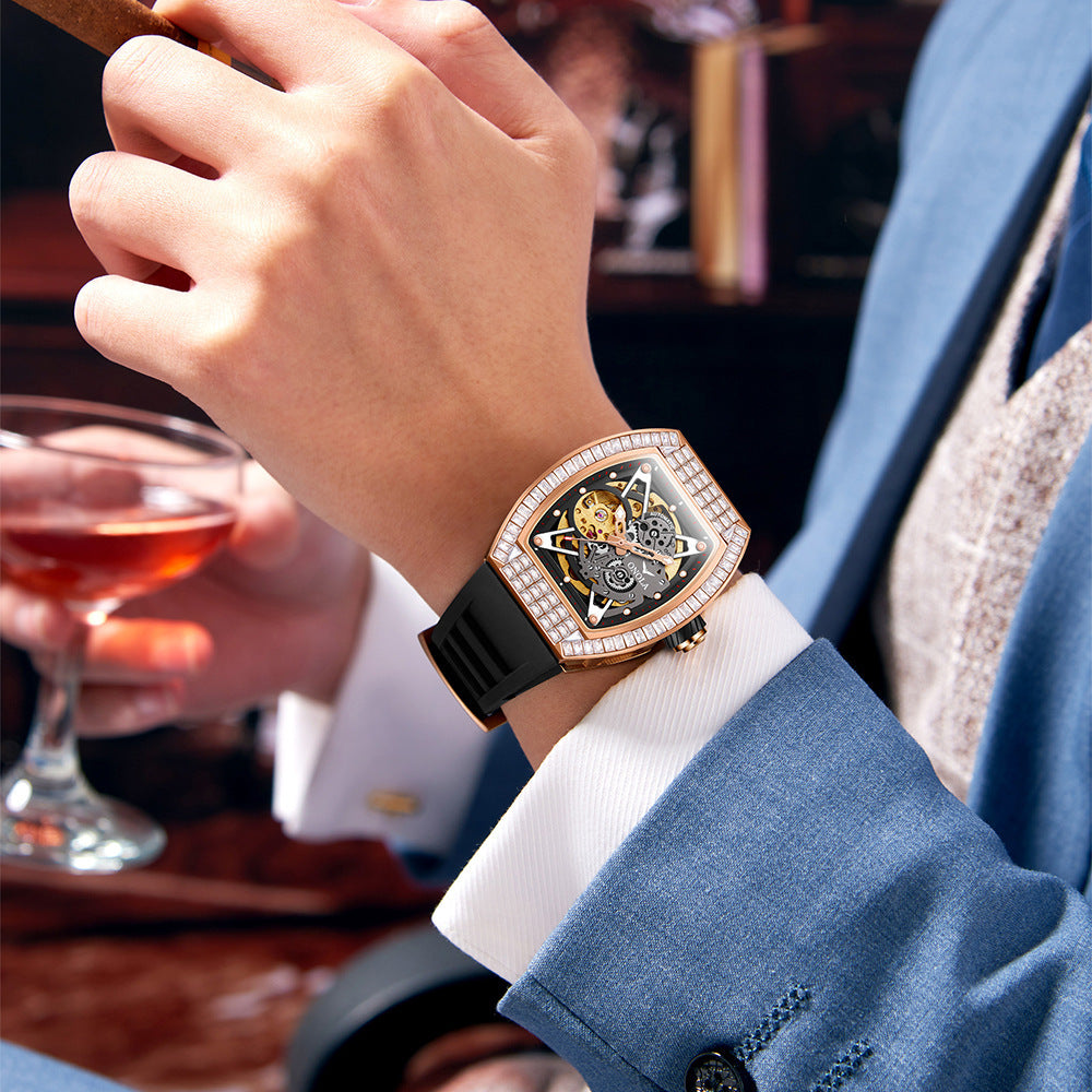 Hollow Automatic Mechanical Watch Men's Silicone Band Waterproof