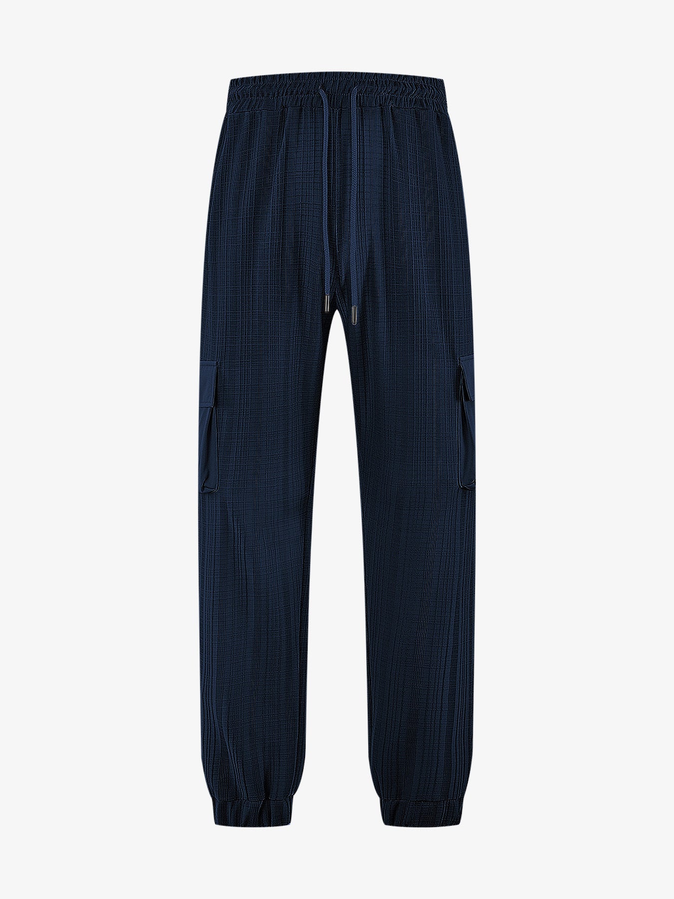 Loose Breathable Micro Elastic Lace-up Imitation Linen Plaid Men's Casual Pants Overalls