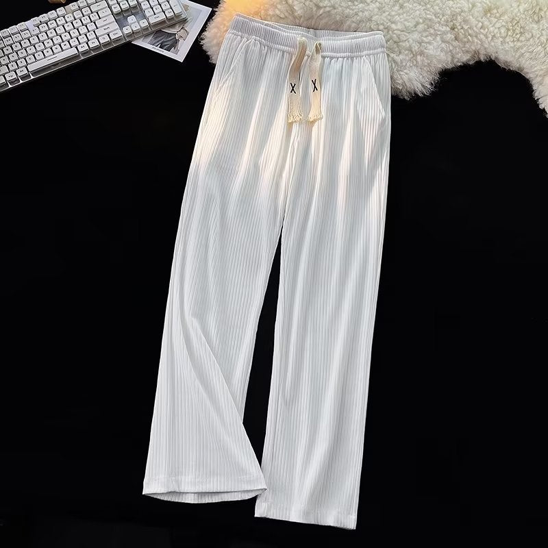 Ice Silk Thread Men's All-match Loose Straight Casual Pants