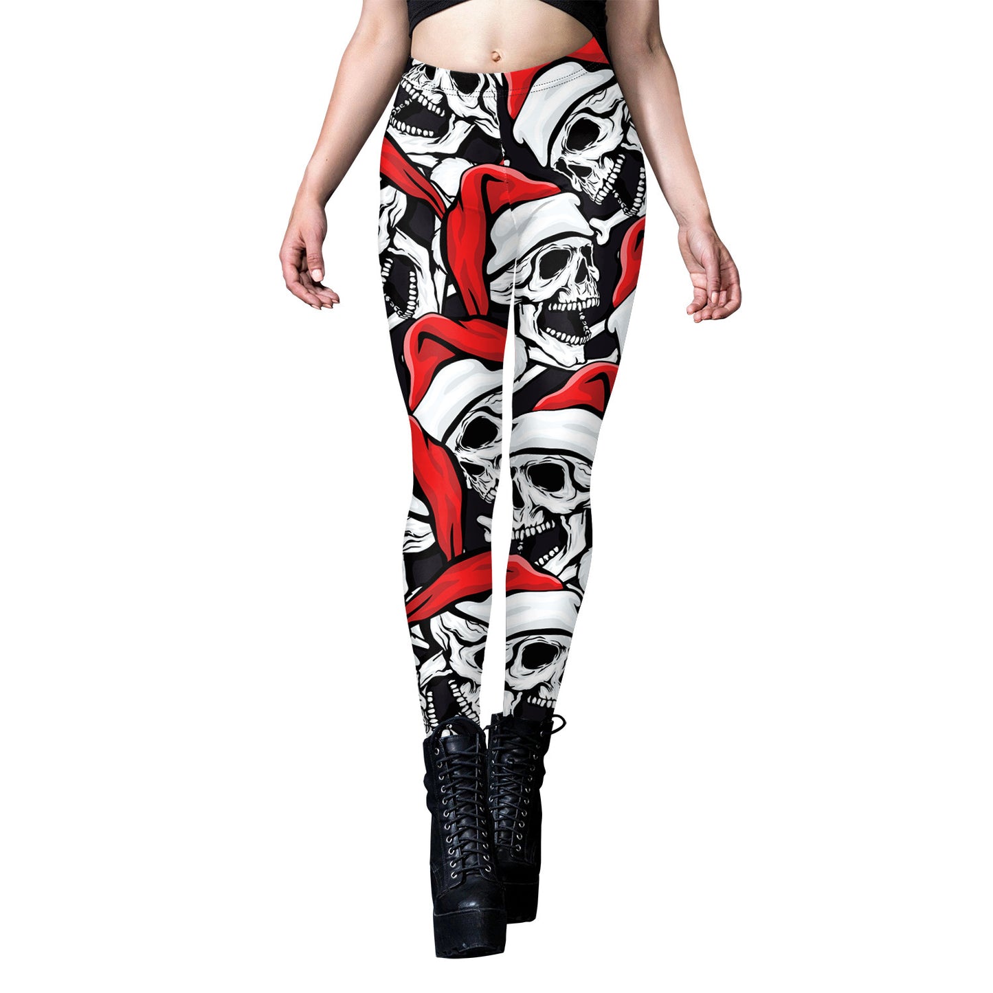 Women's Wansheng Skull Digital Printed Tapered Yoga Leggings