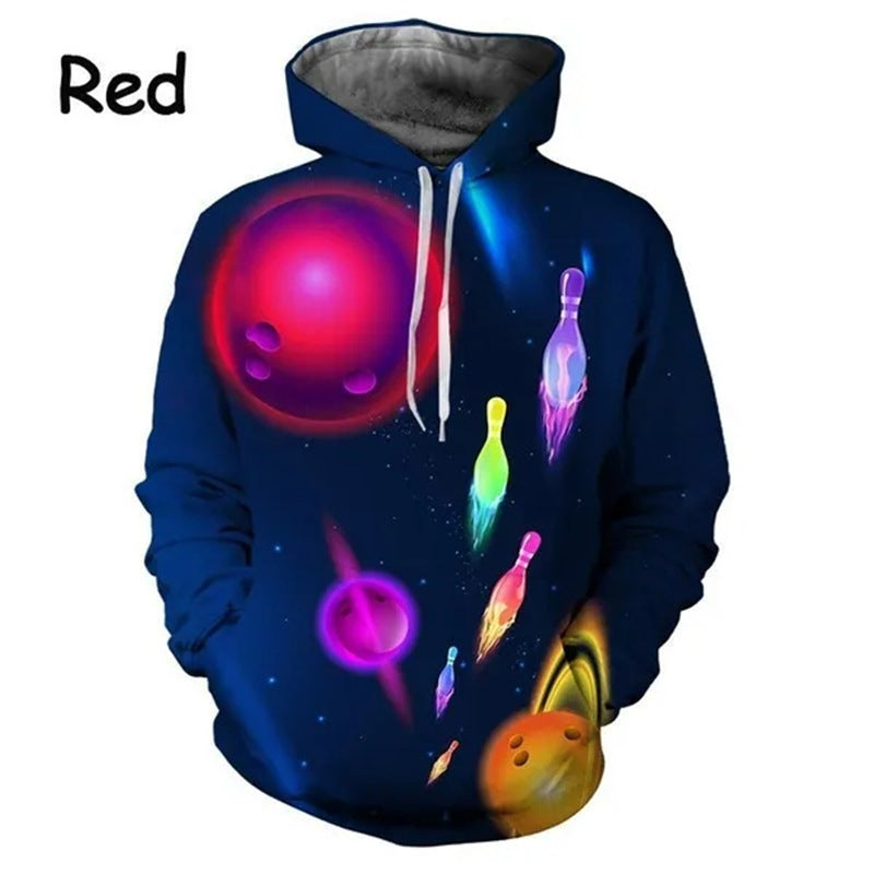 Bowling Series 3D Printed Men's Casual Hooded Sweater