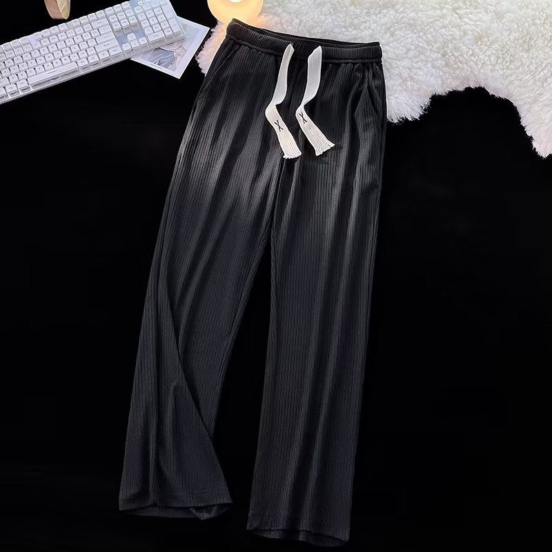 Ice Silk Thread Men's All-match Loose Straight Casual Pants