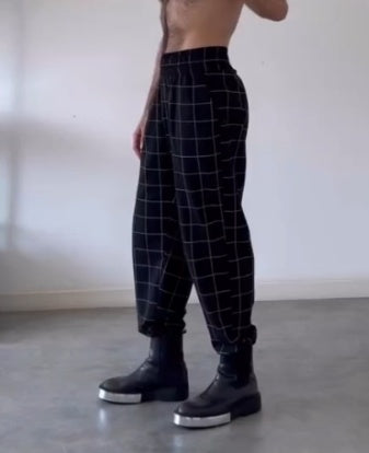 2025 Men's Fashion Plaid Pants With Apron
