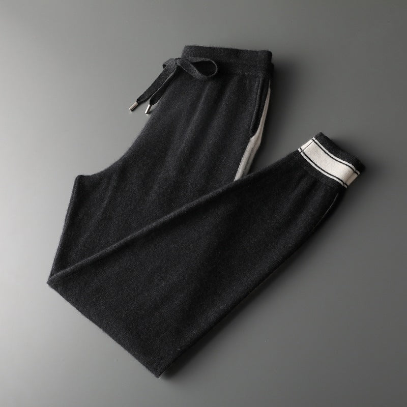 Leisure Sports Cashmere Men's Round Neck Sweater Suit