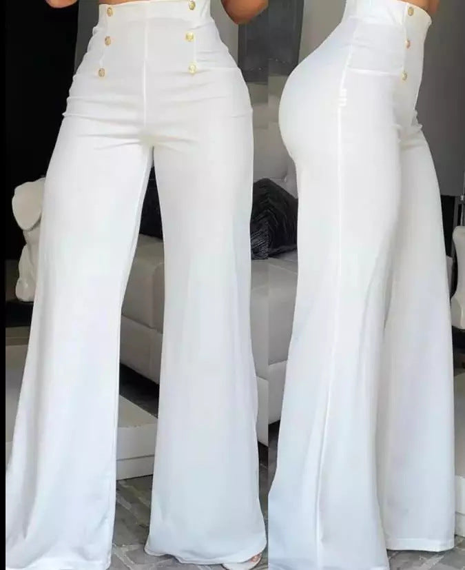 Fashionable Slim Fit Double-breasted Flared Trousers With Slight Stretch