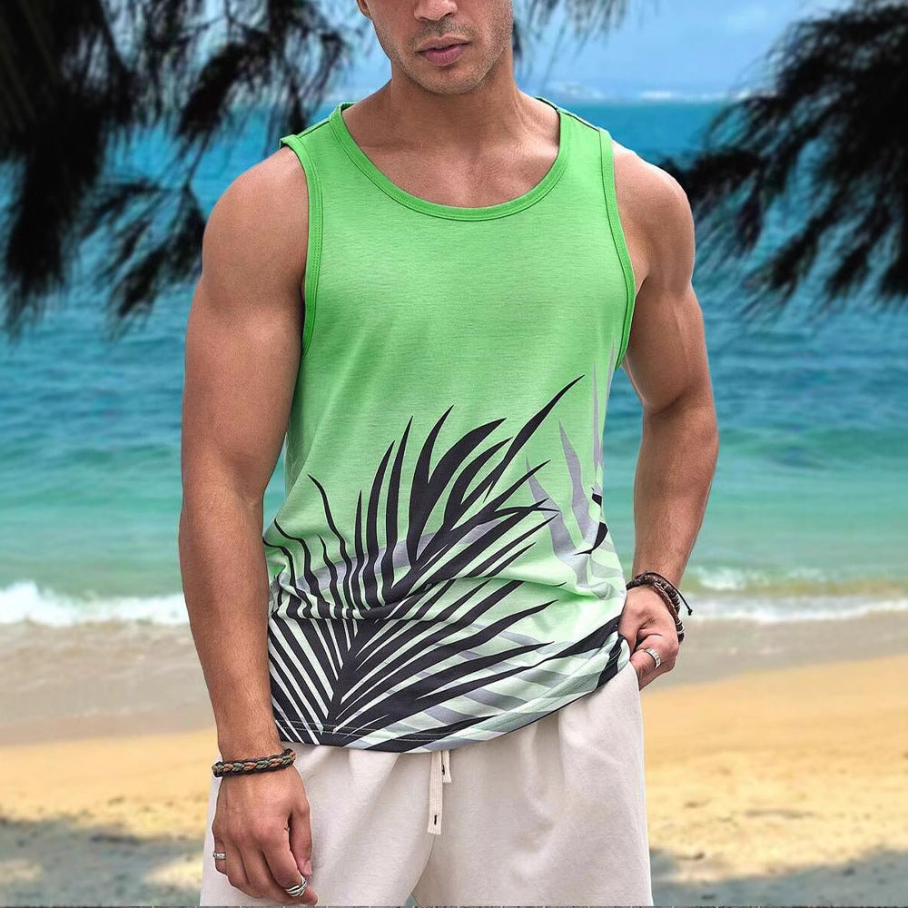 3D Printed Men's Sleeveless Vest T-shirt Hawaiian Style