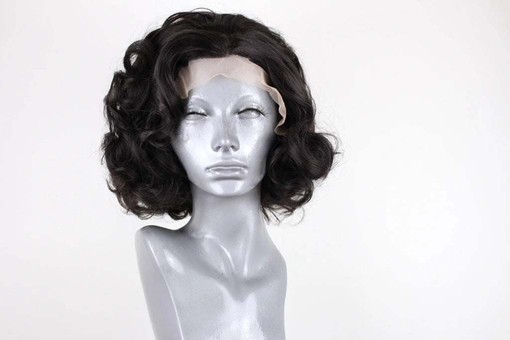 Black Fluffy Big Wave Long Rolled Chemical Fiber Wig