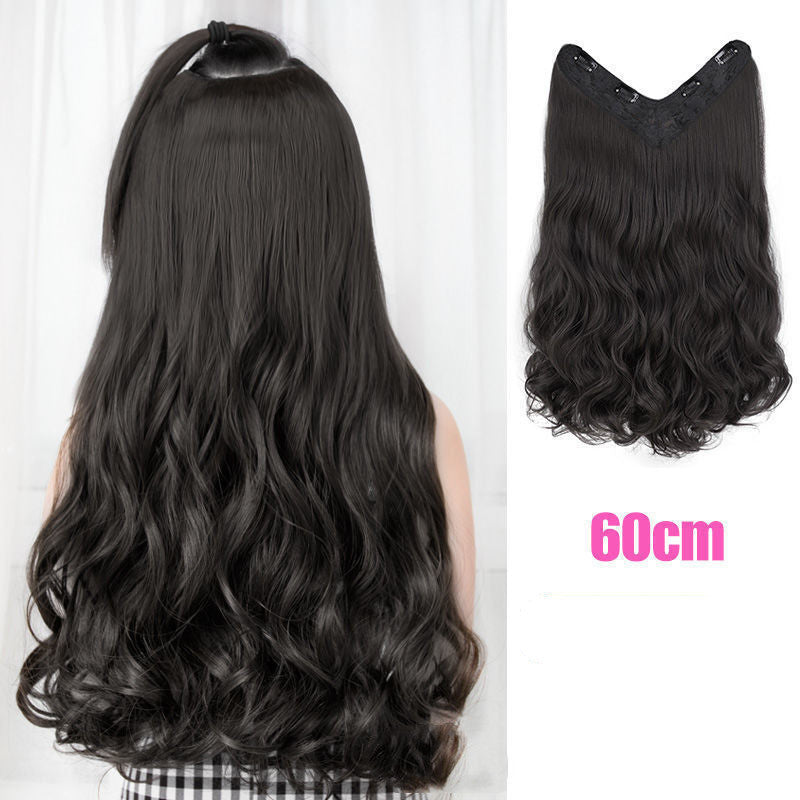 Women's Long One-piece Seamless Long Curly Wig Patch