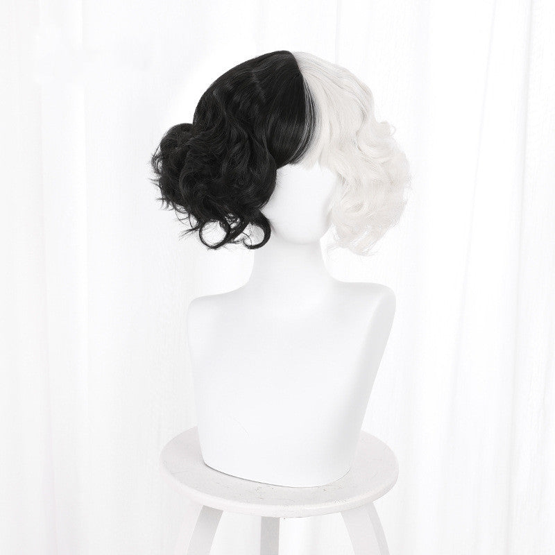 Half Black Half White Cos Wig
