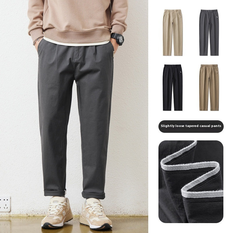 Loose, Simple And All-matching Khaki Tooling Straight-leg Trousers