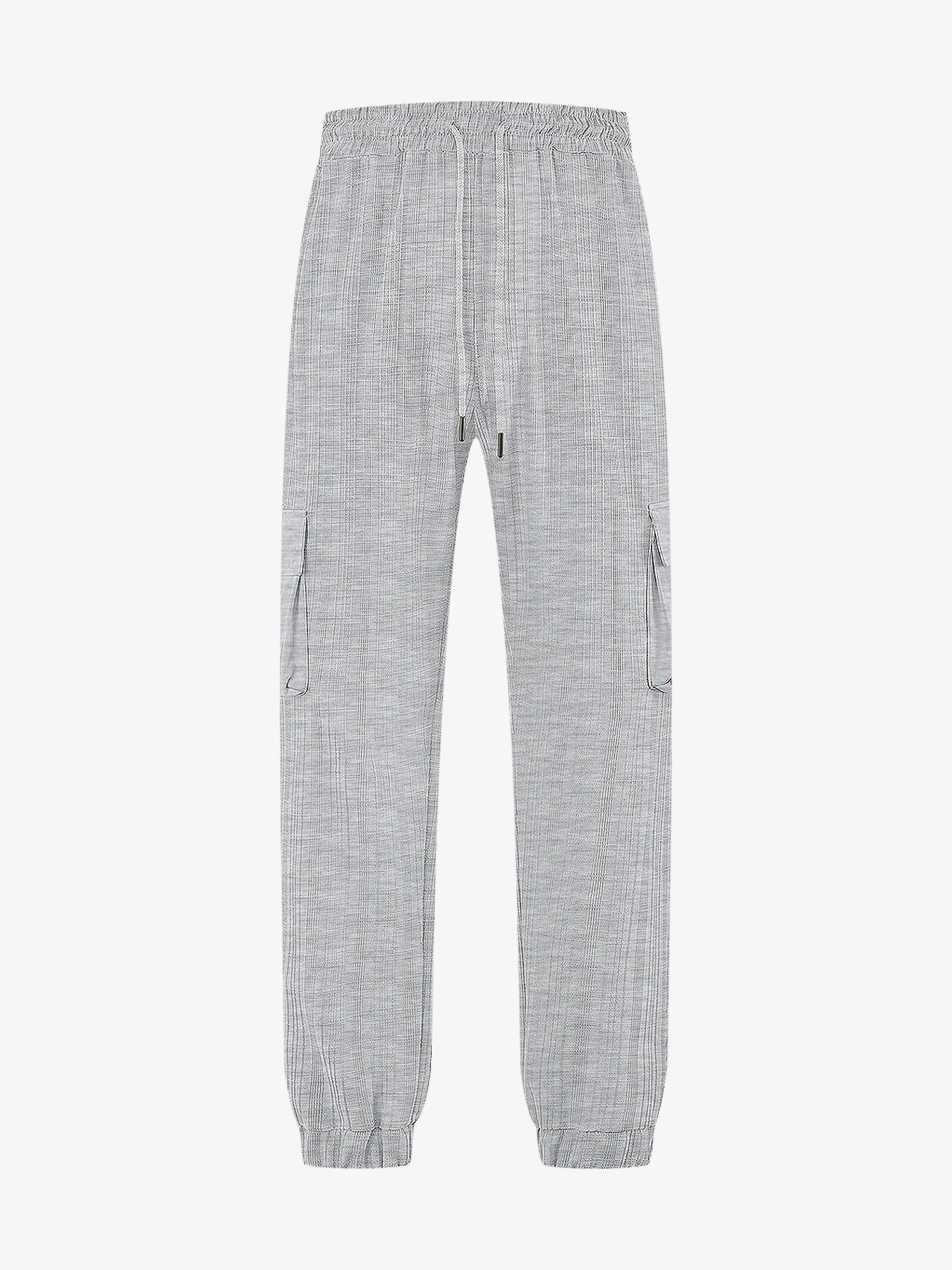 Loose Breathable Micro Elastic Lace-up Imitation Linen Plaid Men's Casual Pants Overalls