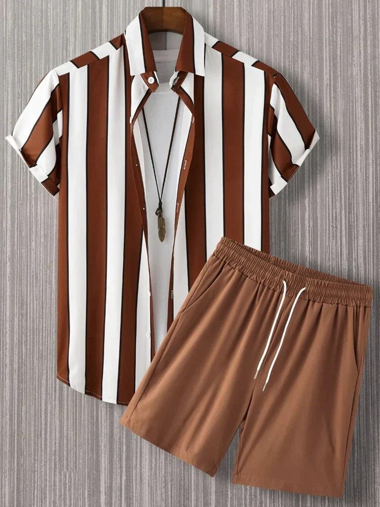 Popular Short Sleeve Hipster Beach Style Hawaii Suit