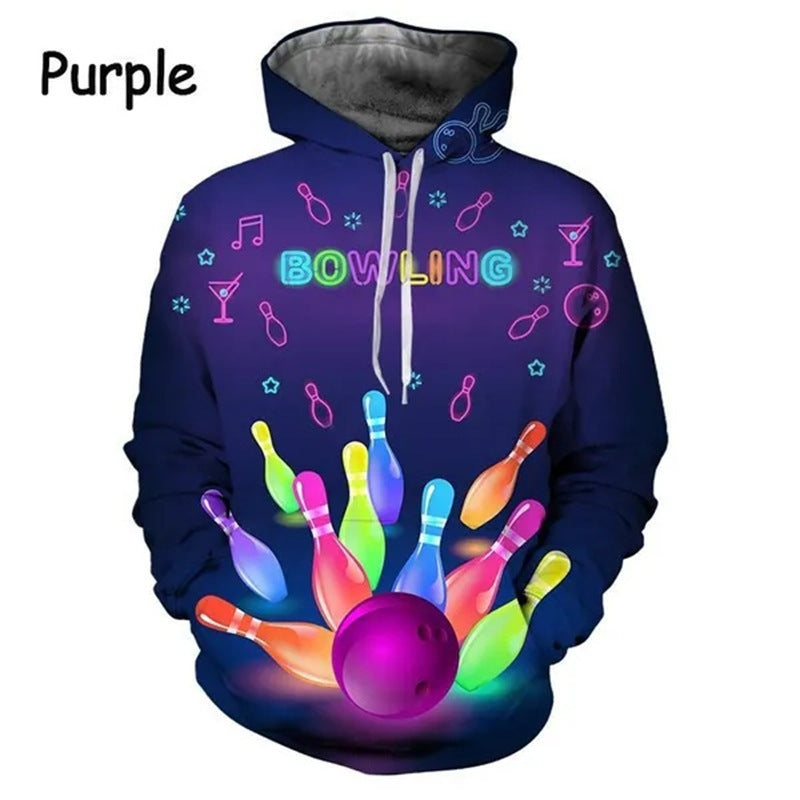 Bowling Series 3D Printed Men's Casual Hooded Sweater