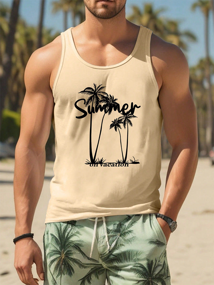 3D Printed Men's Sleeveless Vest T-shirt Hawaiian Style