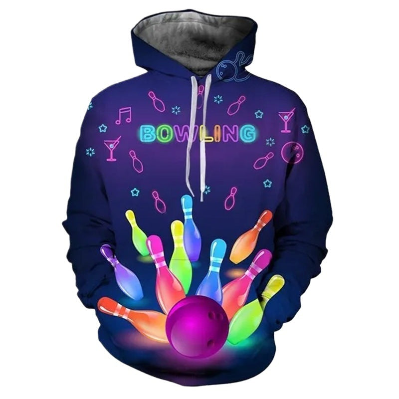 Bowling Series 3D Printed Men's Casual Hooded Sweater