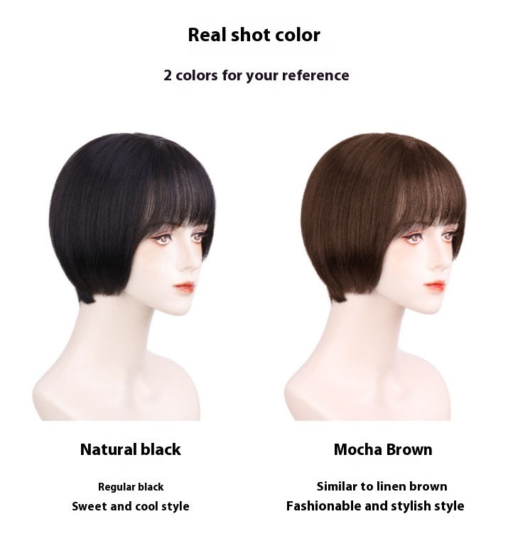 Natural Human Hair Clavicle Hairstyle Full Head Wig Sheath