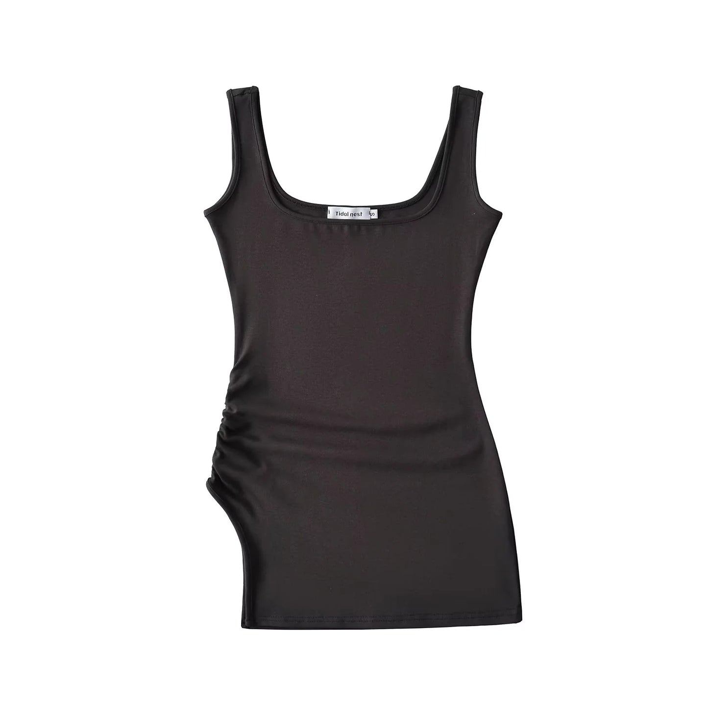 Irregular pleated camisole vest+elastic waist micro flared pants two-piece set