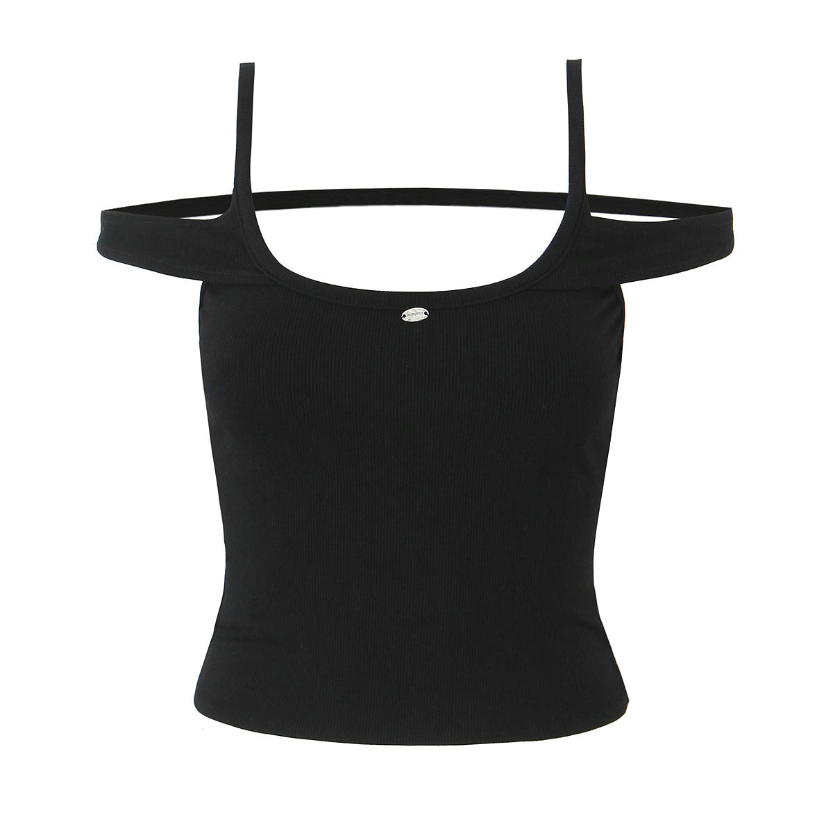 Off shoulder camisole vest+fake two-piece lace up hip hugging pants
