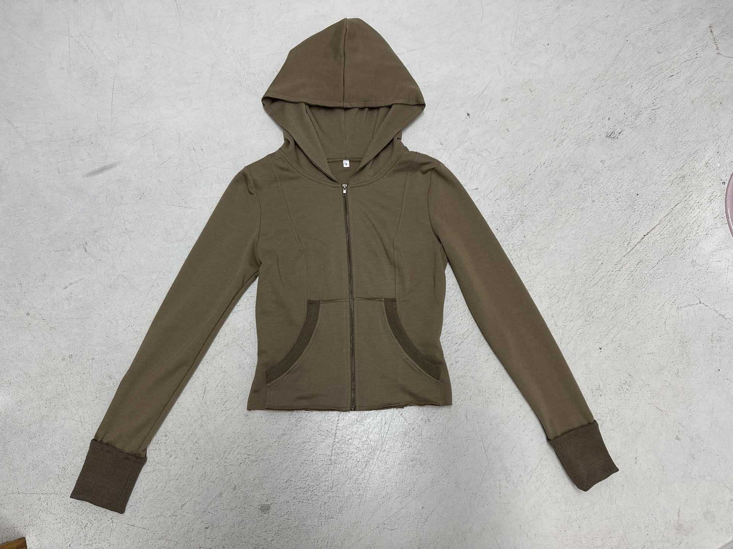 Sporty Style Autumn Casual Hoodie Set Color Block Frayed Hem Hooded Jacket Low Waist Flared Pants Streetwear Women's Outfit