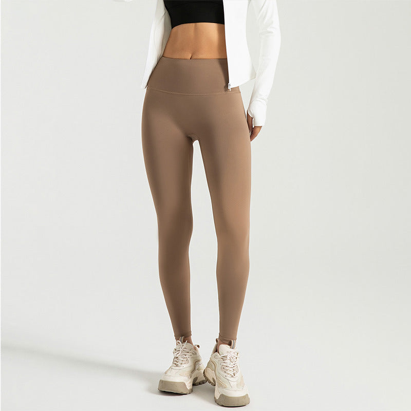 High Waist Hip Lift Yoga Pants Belly Contracting Nude Feel Running Sports Tights