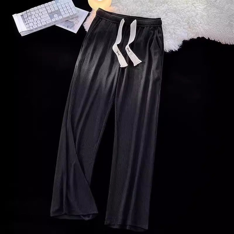Ice Silk Thread Men's All-match Loose Straight Casual Pants