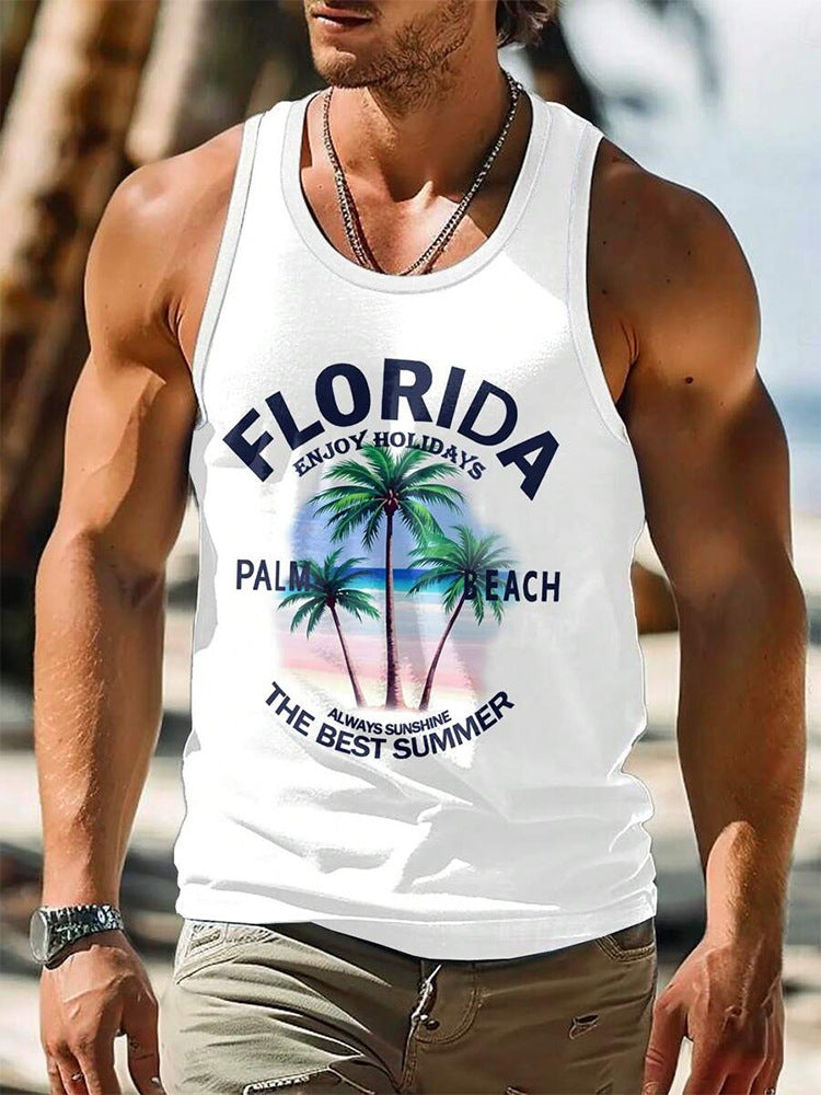 3D Printed Men's Sleeveless Vest T-shirt Hawaiian Style