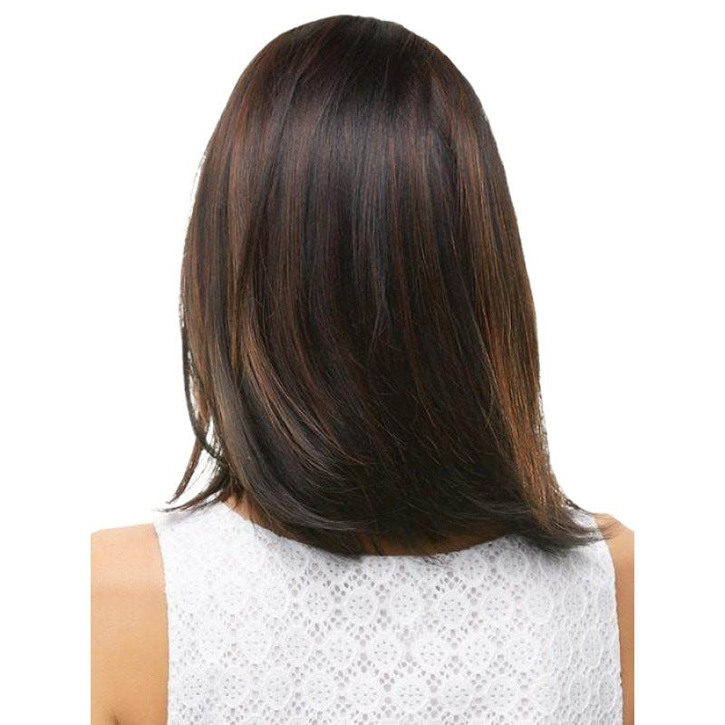Short Straight Hair Brown And Black Intercolor Headgear