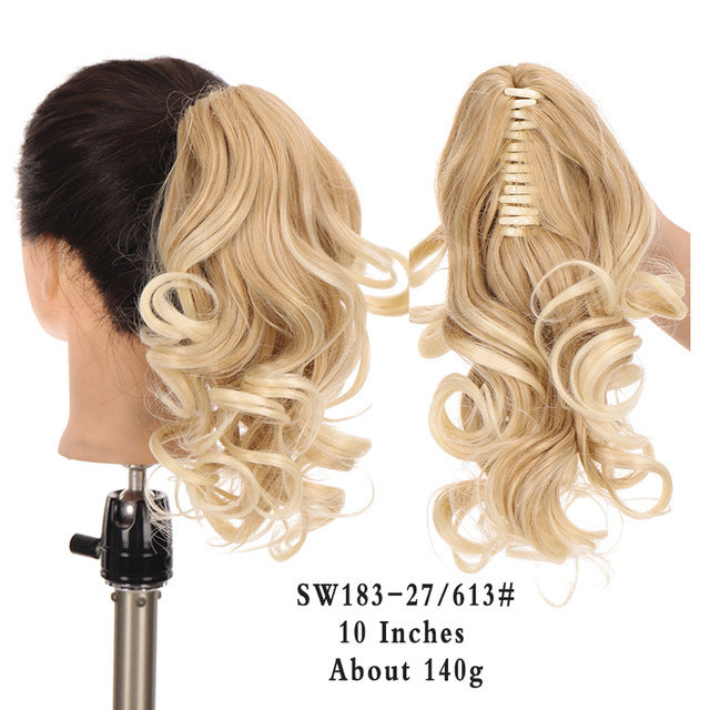 European And American Messy Mid-length Clip Style Horse Tail Natural & Fluffy